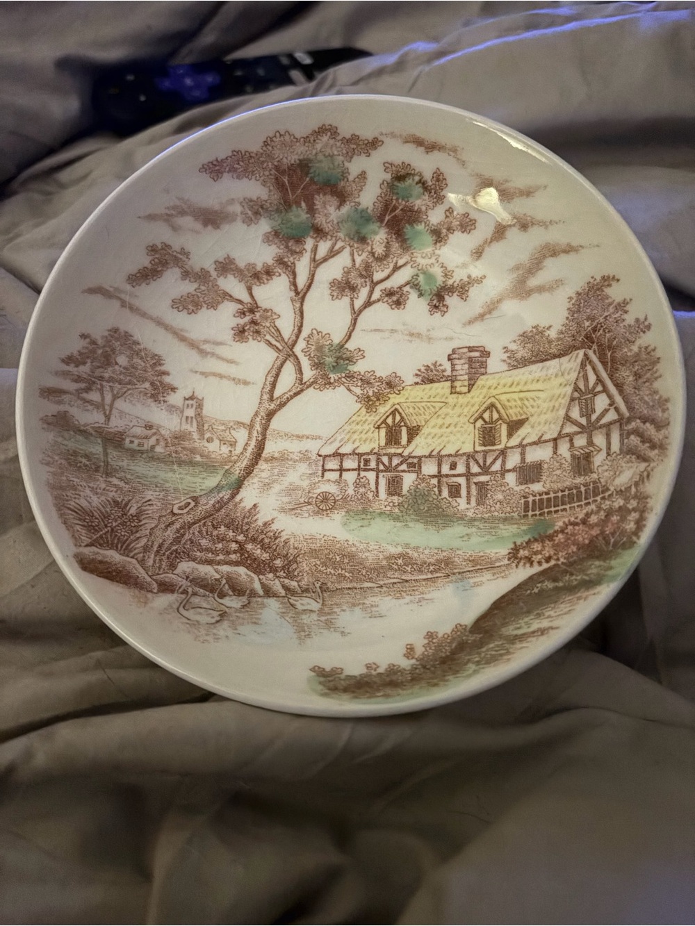 Vintage 1930's Colonial Village
Hand Painted Japan Bowl